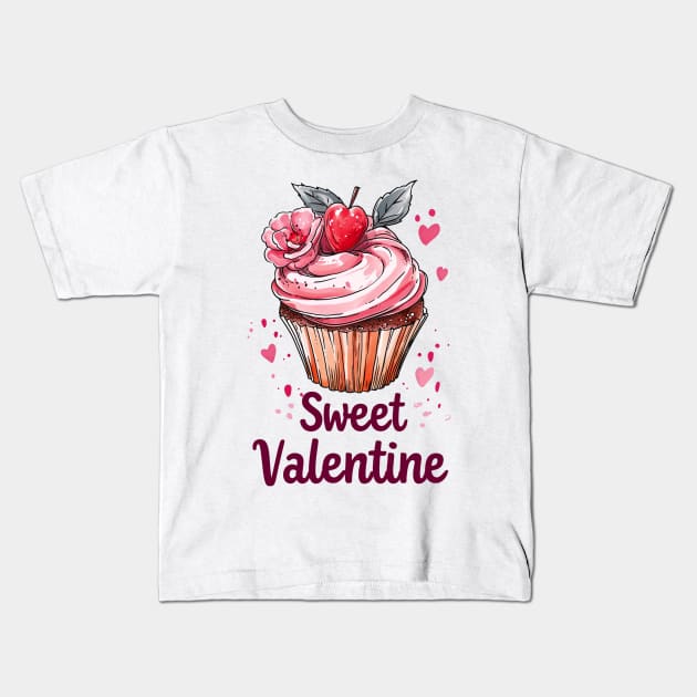 Sweet Valentine Heart Cupcake: Pop Art Pink, Orange, Green Kids T-Shirt by YUED